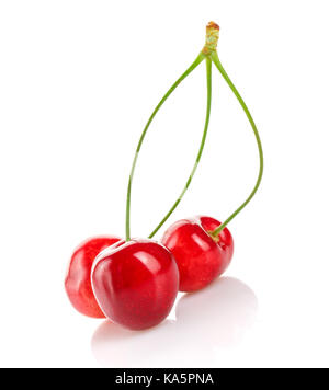 Red cherries on a white isolated background. Stock Photo