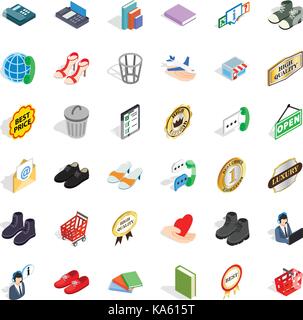 Advertising icons set, isometric style Stock Vector