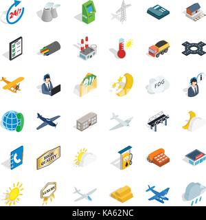 Crossroad icons set, isometric style Stock Vector