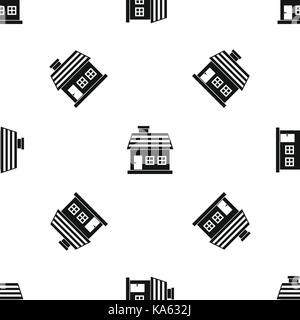One-storey house pattern seamless black Stock Vector
