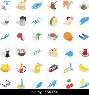 Ankara icons set, isometric style Stock Vector