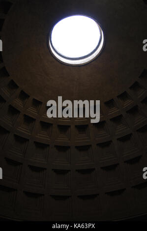 Pantheon of Agrippa. Erected by emperor Marcus Agrippa and rebuilt by Hadrian in 126 AD. Dome. Interior. Detail. Rome. Italy. Stock Photo