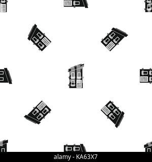 Two-storey house pattern seamless black Stock Vector