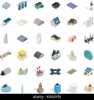Assembly icons set, isometric style Stock Vector