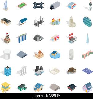 Field icons set, isometric style Stock Vector