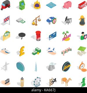 Auto icons set, isometric style Stock Vector