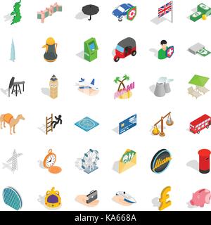 Island icons set, isometric style Stock Vector