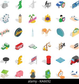 Miami icons set, isometric style Stock Vector