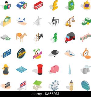 Flag icons set, isometric style Stock Vector