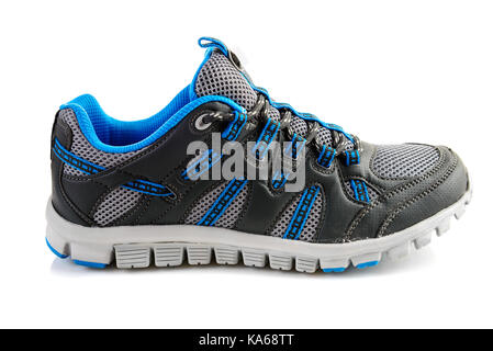 Blue and White Unisex Shoe isolated on white Stock Photo