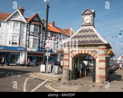 Clock Tower on Site of Old Water Pump Sheringham Stock Photo