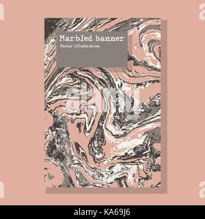 Marbled pink and gray abstract background. Liquid marble pattern. Vector fluid texture. Business template. Stock Vector