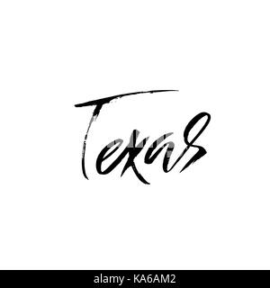 Texas. Modern dry brush lettering. Retro typography print. Vector handwritten inscription. USA state. Stock Vector