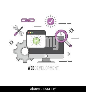 computer with code programing software data Stock Vector
