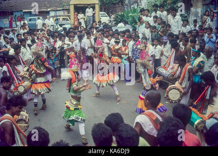 adi dravidar Dancers performing in ganesh procession, mumbai, maharashtra, India, Asia Stock Photo