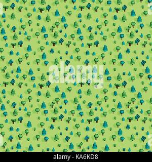 Seamless pattern with isometric trees Stock Vector