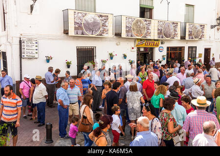 Festivities in the white village of Almogia, Almond festival, markets, market, Andalusia, Spain. Stock Photo