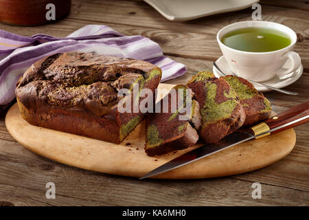 Matcha chocolate swirl loaf Stock Photo