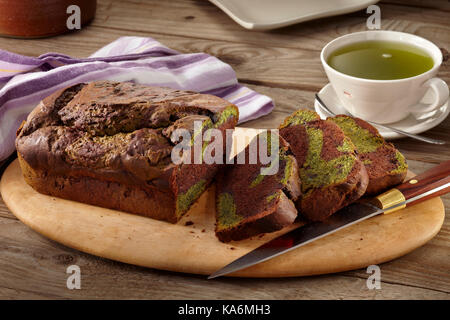 Matcha chocolate swirl loaf Stock Photo
