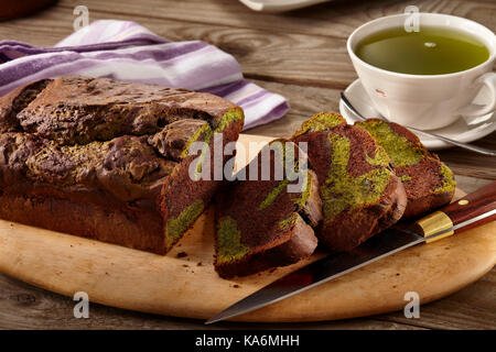Matcha chocolate swirl loaf Stock Photo