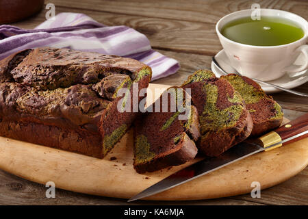 Matcha chocolate swirl loaf Stock Photo