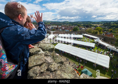 The 2017 Ludlow Food Festival seen from the great tower. Stock Photo