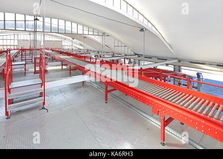 Conveyor Belt Distribution and Delivery Warehouse Stock Photo