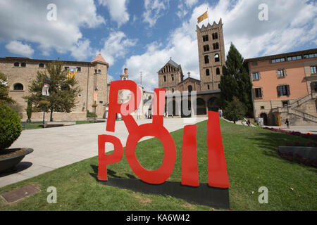 Ripoll, mountain town of about 10,000 people tucked into the foothills of the Pyrenees, north of Barcelona, Catalonia, Spain Stock Photo