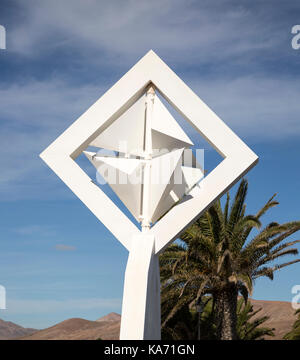 Wind sculpture outside Fundación César Manrique, Taro de Tahíche, Lanzarote, Canary islands, Spain Stock Photo