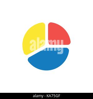 Vector illustration of colorful three part diagram pie chart infographic icon on white background with flat design style. Stock Vector