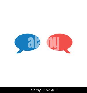 Vector illustration concept of blue and red speech bubble icons in different directions on white background with flat design style. Stock Vector
