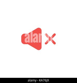 Flat design style vector illustration concept of green speaker sound off icon on white background. Stock Vector