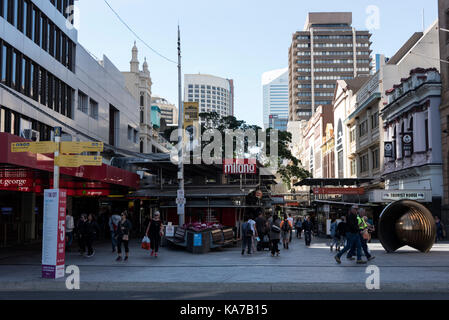 Main shopping precinct in Queen Street in Brisbane, Queensland, Australia Stock Photo