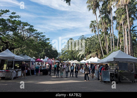 Market stalls held at weekends In the Botanic Gardens in Brisbane, Queensland, Australia Stock Photo