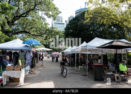 Market stalls held at weekends In the Botanic Gardens in Brisbane, Queensland, Australia Stock Photo