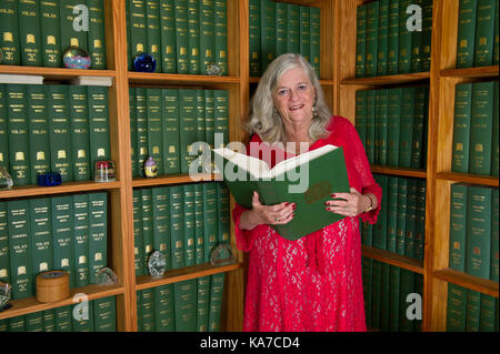 Ann Widdecombe, at her home in Haytor and on Haytor Rocks, Dartmoor, Devonshire, UK Stock Photo