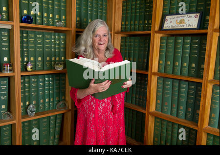 Ann Widdecombe, at her home in Haytor and on Haytor Rocks, Dartmoor, Devonshire, UK Stock Photo