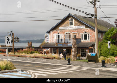 Tofino, British Columbia, Canada - 9 September 2017: The Inn At Tough City is made up of recycled bricks from downtown Vancouve Stock Photo