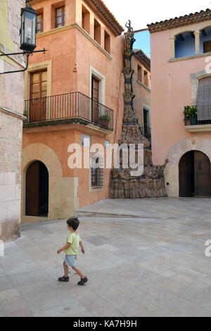 Catalonia, Spain Sep 2017. Altafulla near Tarragona. Casteller statue Stock Photo
