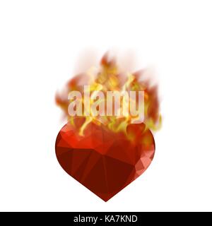 Burning Heart with Fire Flame Stock Vector