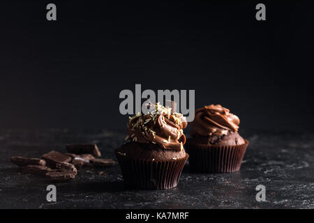 chocolate cupcakes with frosting Stock Photo