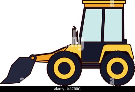 bulldozer flat icon colorful silhouette Stock Vector