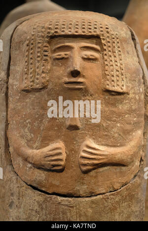 Human shaped coffins from the 13th century BCE found in Deir el Balah Gaza strip displayed at the Israel Museum in West Jerusalem Israel Stock Photo