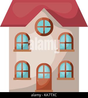 home of two floors colorful silhouette with half shadow Stock Vector
