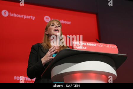 Brighton, UK. 26th September, 2017. Angela Raynor Mp Shadow Secretary Of State For Education Labour Party Conference 2017 The Brighton Centre, Brighton, England 26 September 2017 Addresses The Labour Party Conference 2017 At The Brighton Centre, Brighton, England Credit: Allstar Picture Library/Alamy Live News Credit: Allstar Picture Library/Alamy Live News Stock Photo