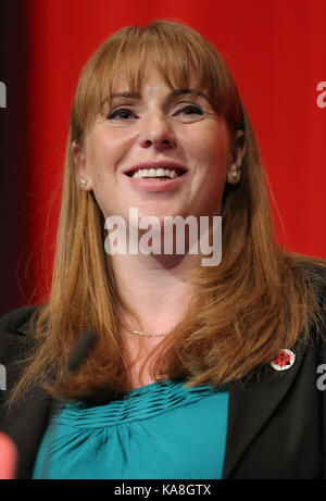 Brighton, UK. 26th September, 2017. Angela Raynor Mp Shadow Secretary Of State For Education Labour Party Conference 2017 The Brighton Centre, Brighton, England 26 September 2017 Addresses The Labour Party Conference 2017 At The Brighton Centre, Brighton, England Credit: Allstar Picture Library/Alamy Live News Credit: Allstar Picture Library/Alamy Live News Stock Photo