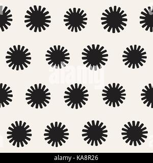 Vector seamless sunburst shapes freehand pattern. Abstract background with round brush strokes. Hand drawn texture Stock Vector