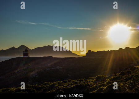 Sunset near to Cabo Home Lighthouse - Galicia, Spain Stock Photo