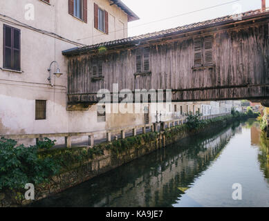 Covered bridge in Gorgonzola, Italy Stock Photo