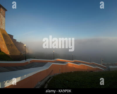 Chkalov staircase in foggy morning Stock Photo